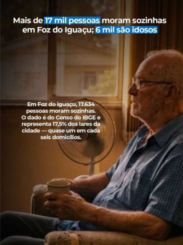 Mais de 17 mil pessoas moram sozinhas em Foz