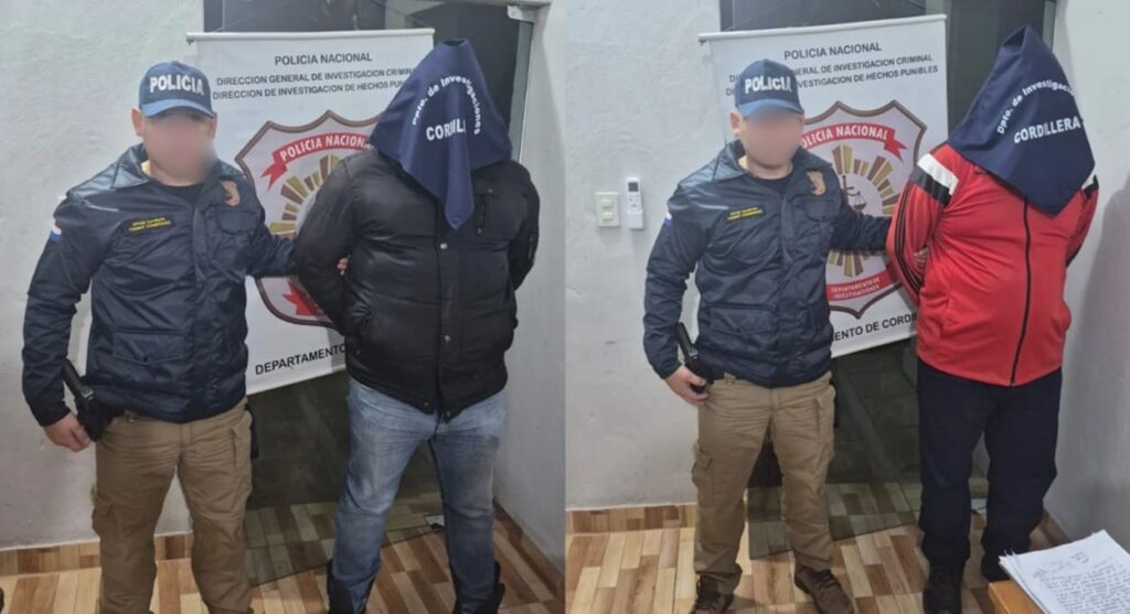 Suspeitos detidos pela Polícia Nacional no Paraguai.