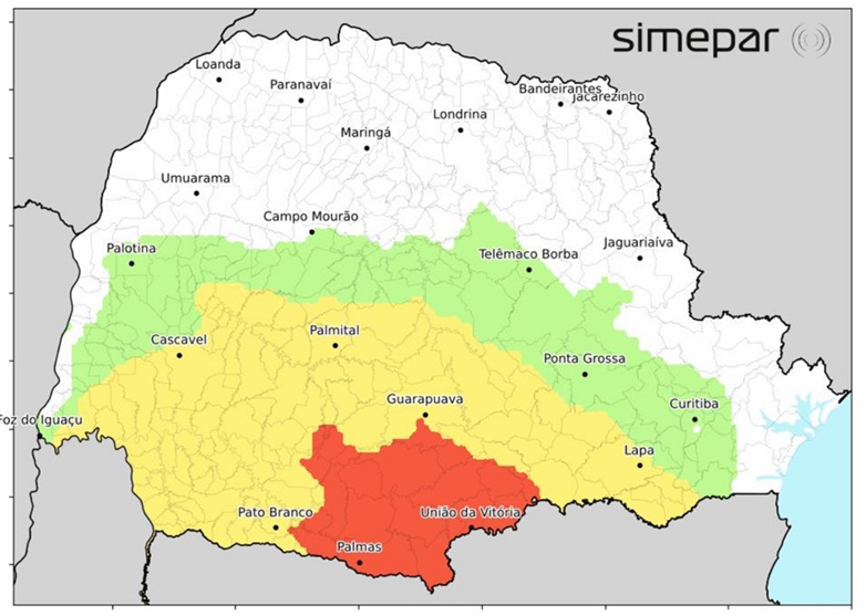 Foz do Iguaçu estrou na área de ocorrência de geadas nesta quinta-feira (25).