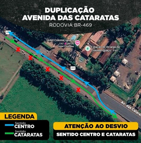Desvio na Rodovia das Cataratas.