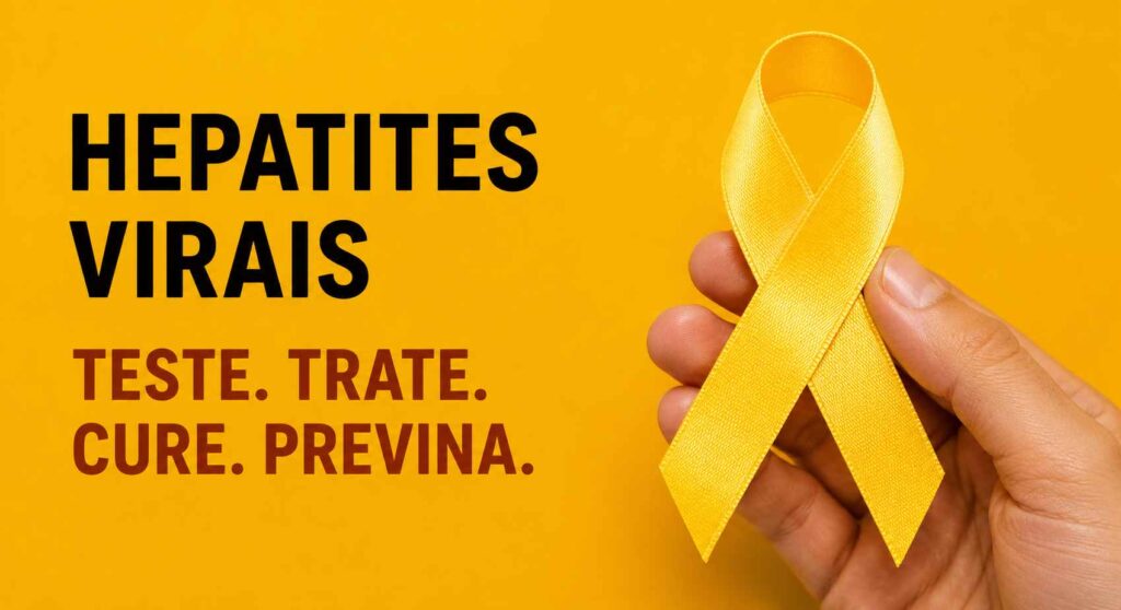Campanha Julho Amarelo reforça a importância de testar, tratar, curar e prevenir as hepatites virais. Imagem: IA