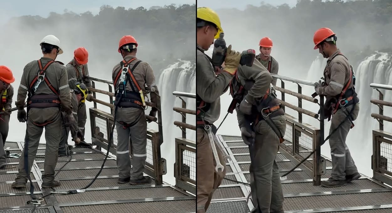 Veja como está a desmontagem da passarela argentina das Cataratas