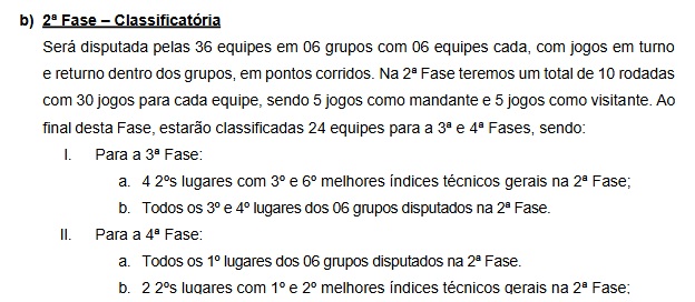 Regulamento da segunda fase da Série Bronze