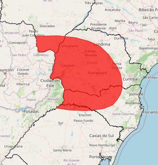 Área de cobertura do Alerta Vermelho.