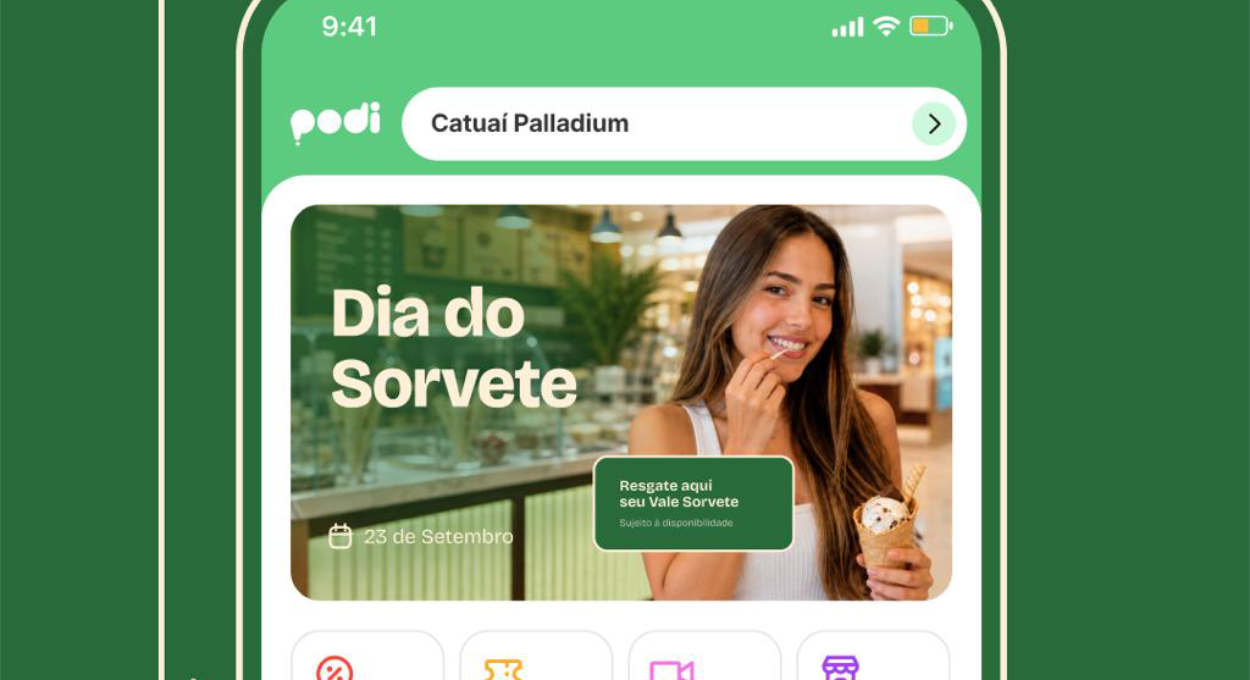 Catuaí Palladium dá sorvete grátis nesta quarta-feira