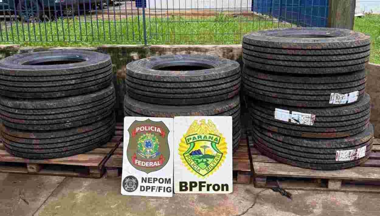 Polícia apreende pneus de caminhão após movimentação suspeita no Rio Paraná