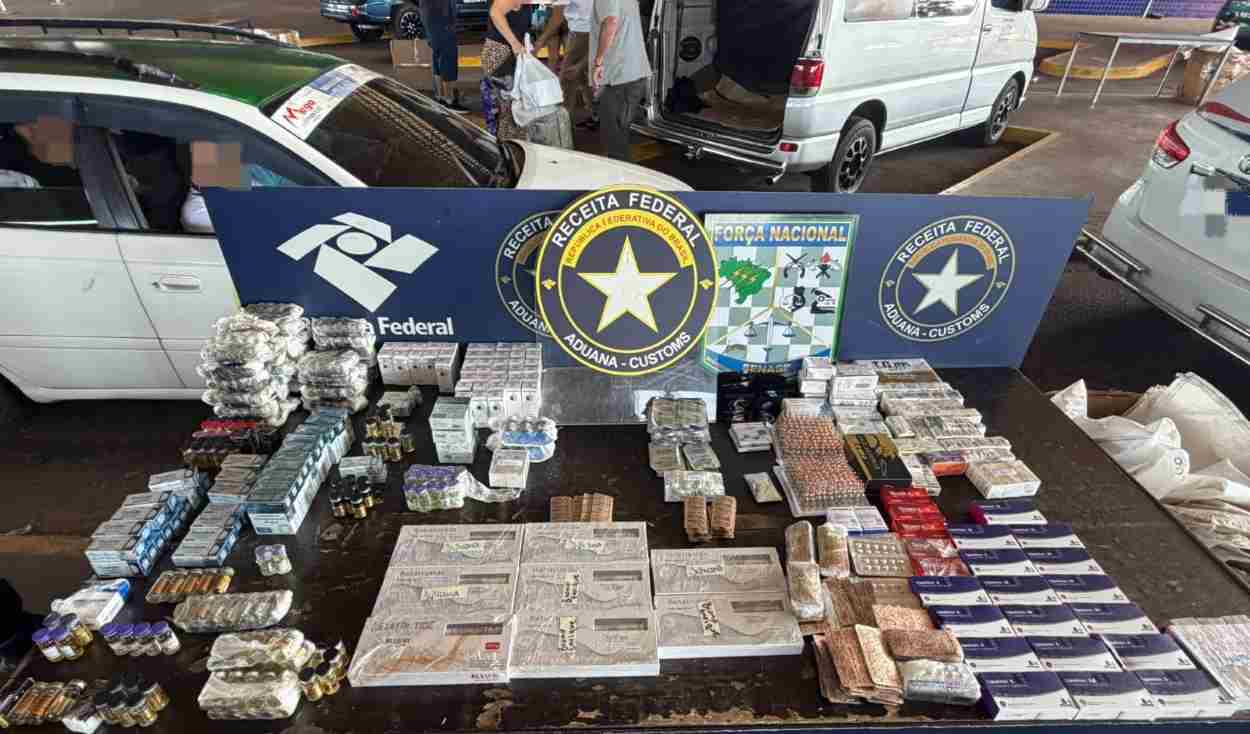 Receita confisca 2.700 anabolizantes e medicamentos na Ponte da Amizade